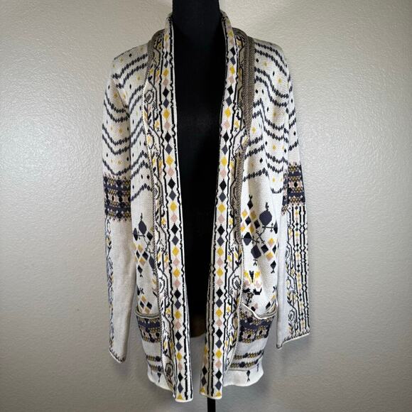 Vici Aztec Tribal Print Knit Long Sleeve Open Front Cardigan 100% Cotton Size SM - Picture 4 of 10